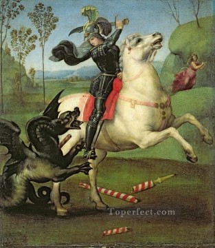  Lucha Arte - San Jorge luchando contra el dragón Maestro renacentista Rafael